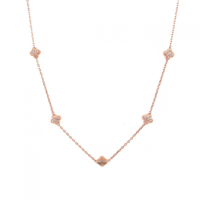 Clover Bead Necklace Rose Gold