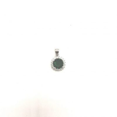 Silver Pendant Green gem and cubic zirconia